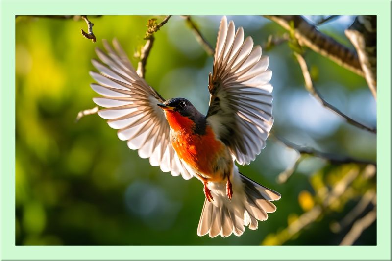 Rotkehlchen im Flug